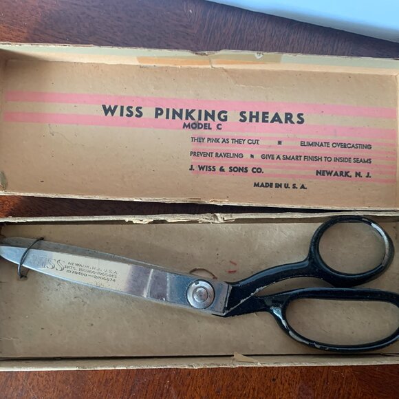 Vintage WISS Pinking Shears Scissors Model C Original Paperwork Box black silver - Picture 13 of 16